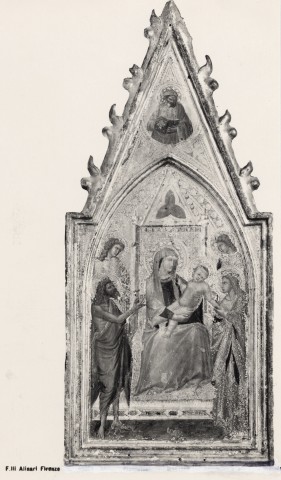 Alinari, Fratelli — Lorenzetti - ambito - sec. XIV - Madonna con Bambino in trono, angeli e santi — insieme
